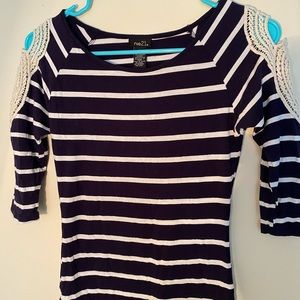 Blue and white striped shirt